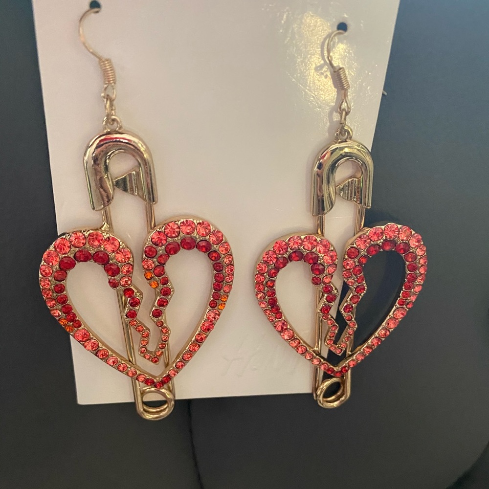 Heart and pin H&M earrings with stones